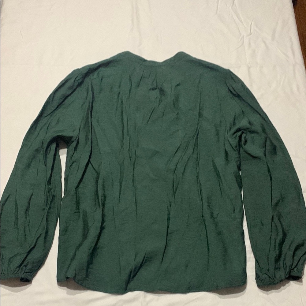Pleione Green Long Sleeve Relaxed Blouse